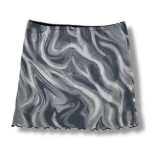 Urban Outfitters Mesh Mini Skirt S Gray Marble Y2K Sheer Grunge Fairy Goth